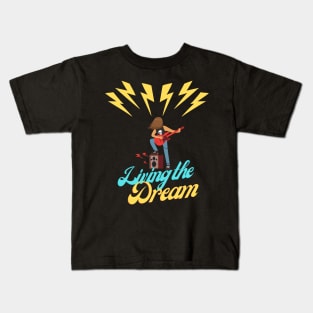 Rock star playing guitar living the dream Kids T-Shirt